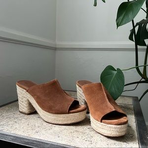 Mango Woven and Suede platform heels